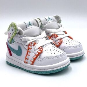 Air Jordan 1 Mid Multi Knit Leather Athletic Shoes